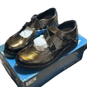 Drew Womens Orthotic Diabetic Black/Gold Patent Leather Mary Jane Shoes 8.5 W